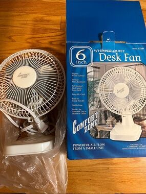 Comfort Zone White Compact 6-Inch Desk Fan